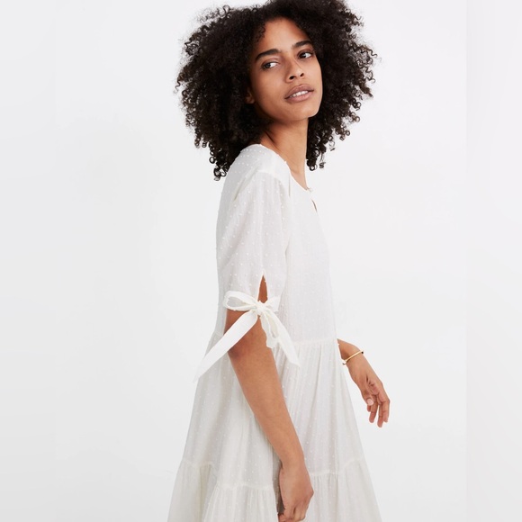 Madewell Swiss Dot Cotton Cream Cottage Core Easter Coastal Boho Maxi Dress Sz M - Picture 2 of 13